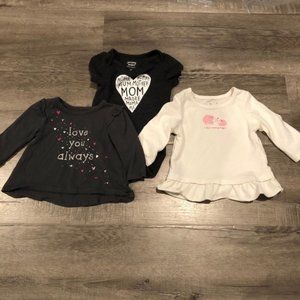 baby girl lot of 3 t shirt long sleeve onesies